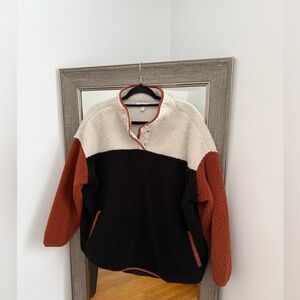 Colorblock Sherpa Pullover Time & Tru Womens Large